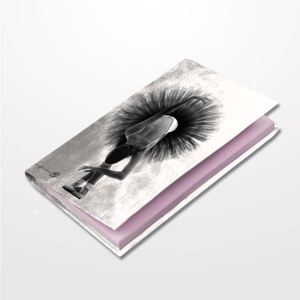 A5 pink paper notebook, B&W Ballerina in 5th position