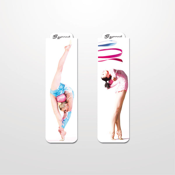 2 magnetic bookmarks with gymnastics themed pictures